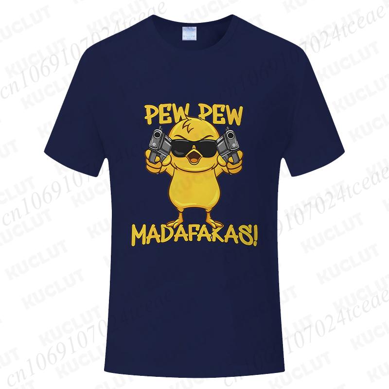 Pew Pew Madafakas Men's T-shirts Cute Chick Funny Graphic Tops Summer Short Sleeve Tees Trendy Streetwear Male Oversized Clothes