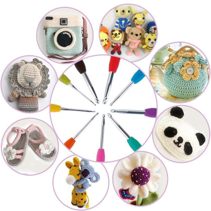 35cm Bamboo Knitting Needle Set with Colored Tubes and Accessories