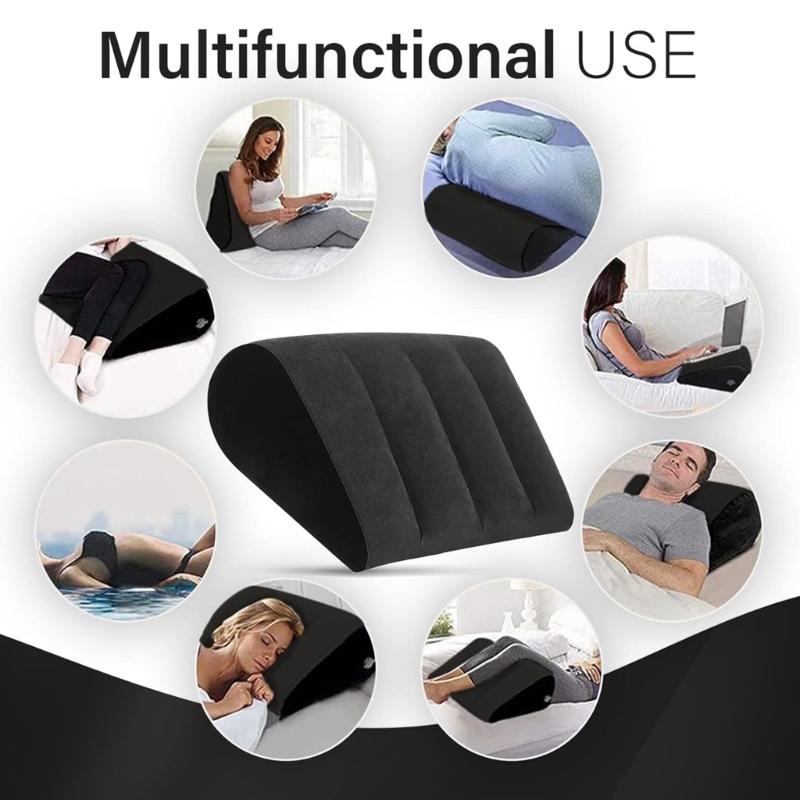 Inflatable Wedge Pillow For Bed Back Leg Support Adjustable Air Cushions With PVC Flockeds Surfaces Pains Relief Support