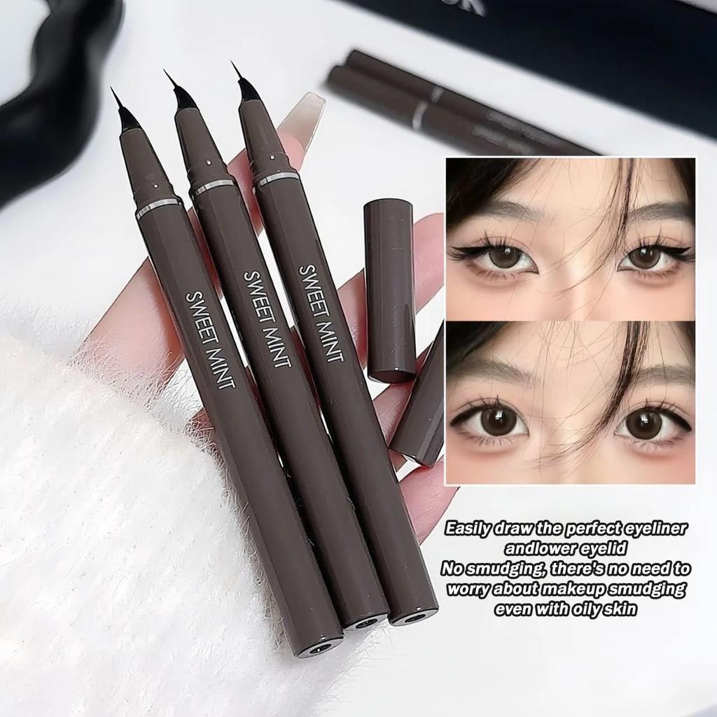 Curved Eyeliner Pen Quick Dry Liquid Eye Liner Easy To Draw Ultra-fine Lying Silkworm Pencil Black Brown Lower Eyelash Makeup