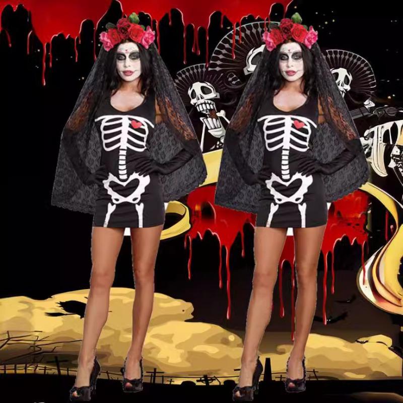 Skull costume, grimace zombie costume, vampire bride Halloween cosplay costume, sex uniform Halloween costume