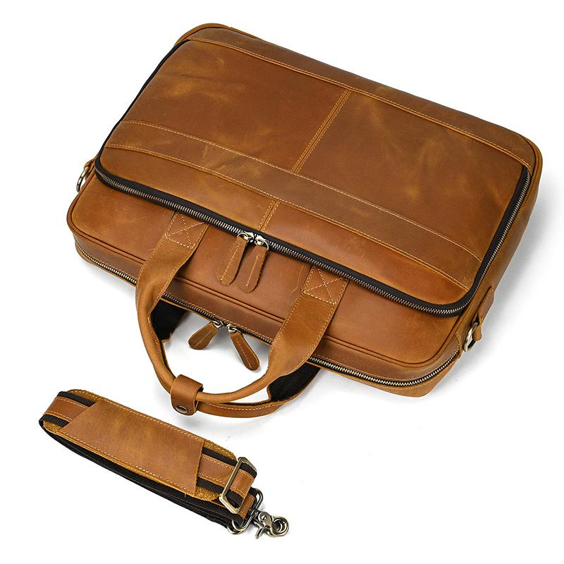 Real Cowskin Men's Shoulder Bags Genuine Leather Bussiness Laptop Bag 15.6 16 17.3 Inch Computer Bag Men Briefcase Bags Vintage