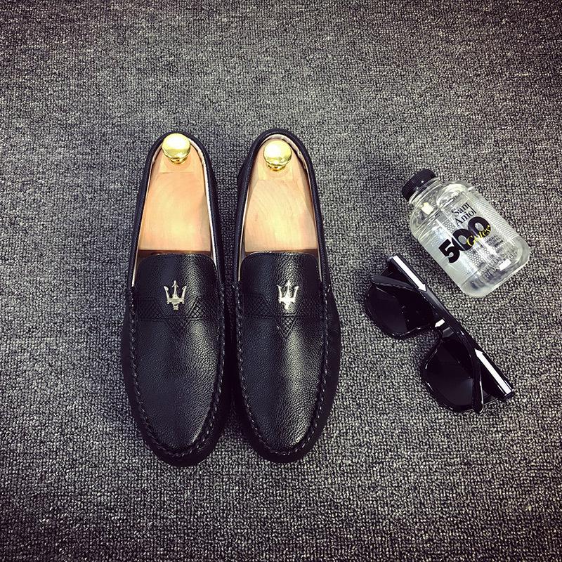 Doudou Shoes Men's Summer New Soft Leather Soft-soled Leather Shoes Men's Fashion One-pedal Foot Cover Lazy Shoes Driving Shoes