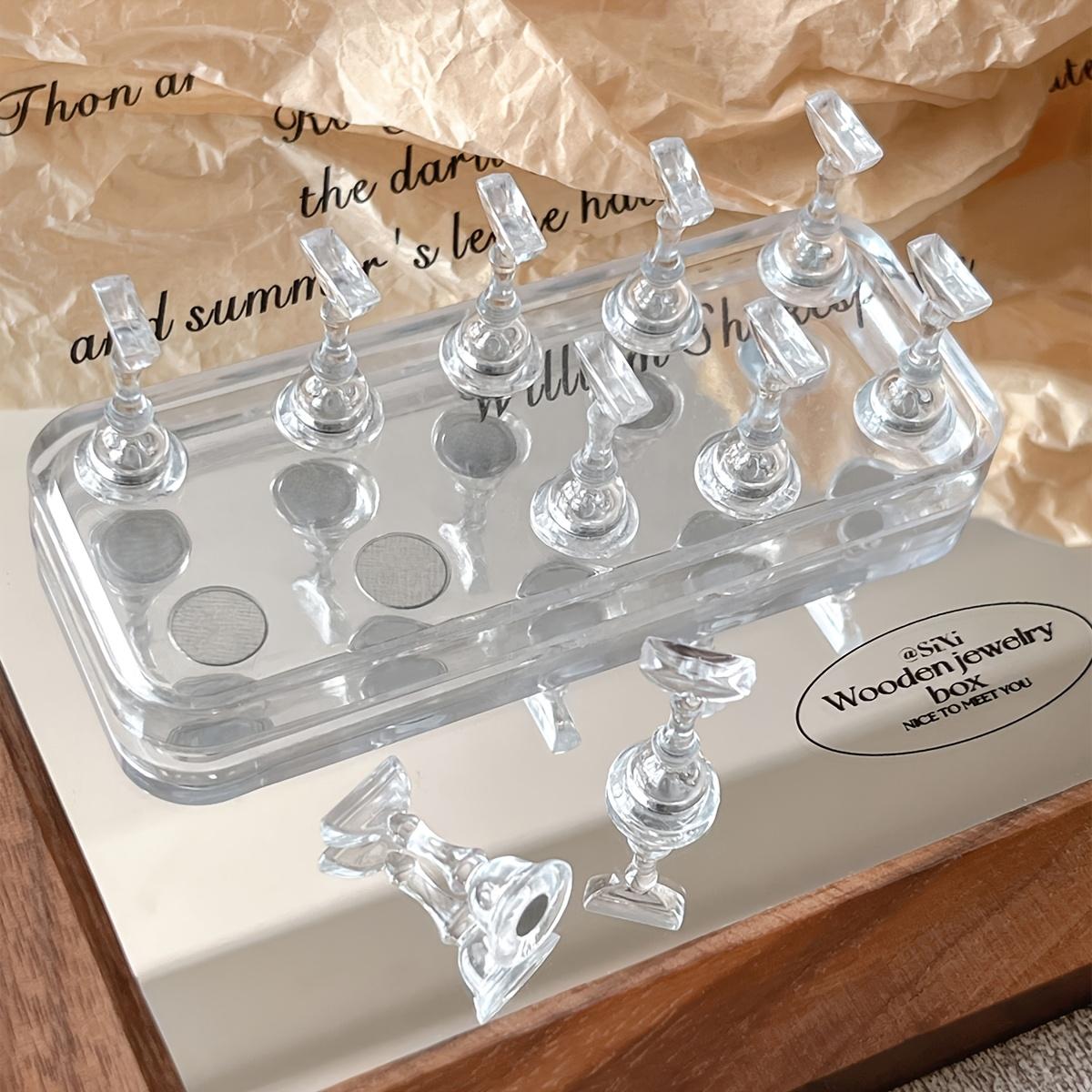 

Double row manicure practice rack acrylic base magnetic suction printing display stand multi-color nail holder nail tool base + 10 nail supports