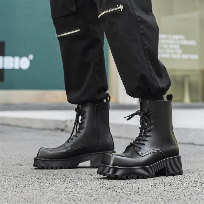 Martin boots men's British style 2024 new thick-soled thin Martin boots black spring and autumn tooling boots men's 8119-J