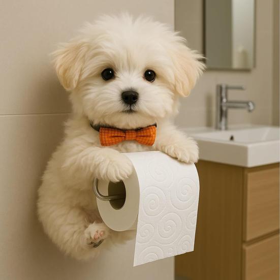 Wall Mount Toilet Paper Holder Easy To Install Dog Shape Design Funny 3D Printed Towel Holder Paper Rack Bathroom Decoration
