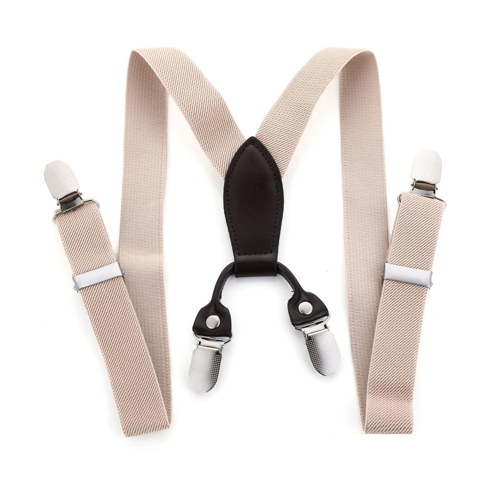 

Boys Girls Detachable Suspenders Comfortable Stretch Straps Kids Suspenders for School Uniforms Event бежевый