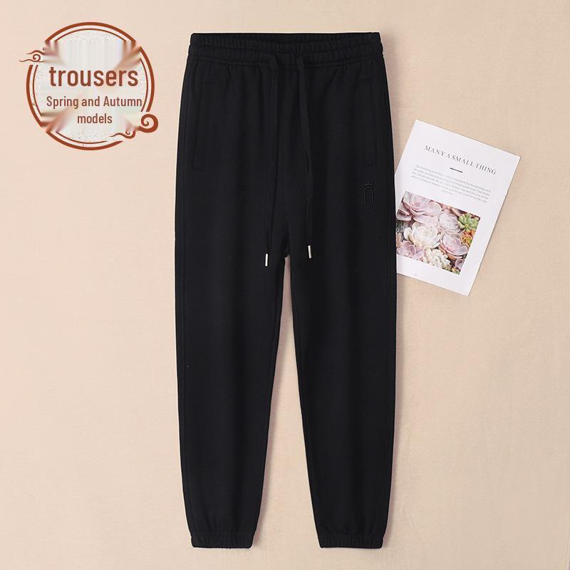 Women's Dark Gray Casual Sweatpants - Plus Size, Pure Cotton, Spring & Autumn 2025 Collection