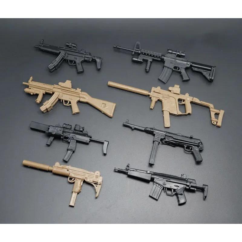 1/6 MP5 MP40 MP7 Assault Rifle UZI Submachine Gun Model Plastic Assemble Kit Simulation Weapon Military Toys Color Random