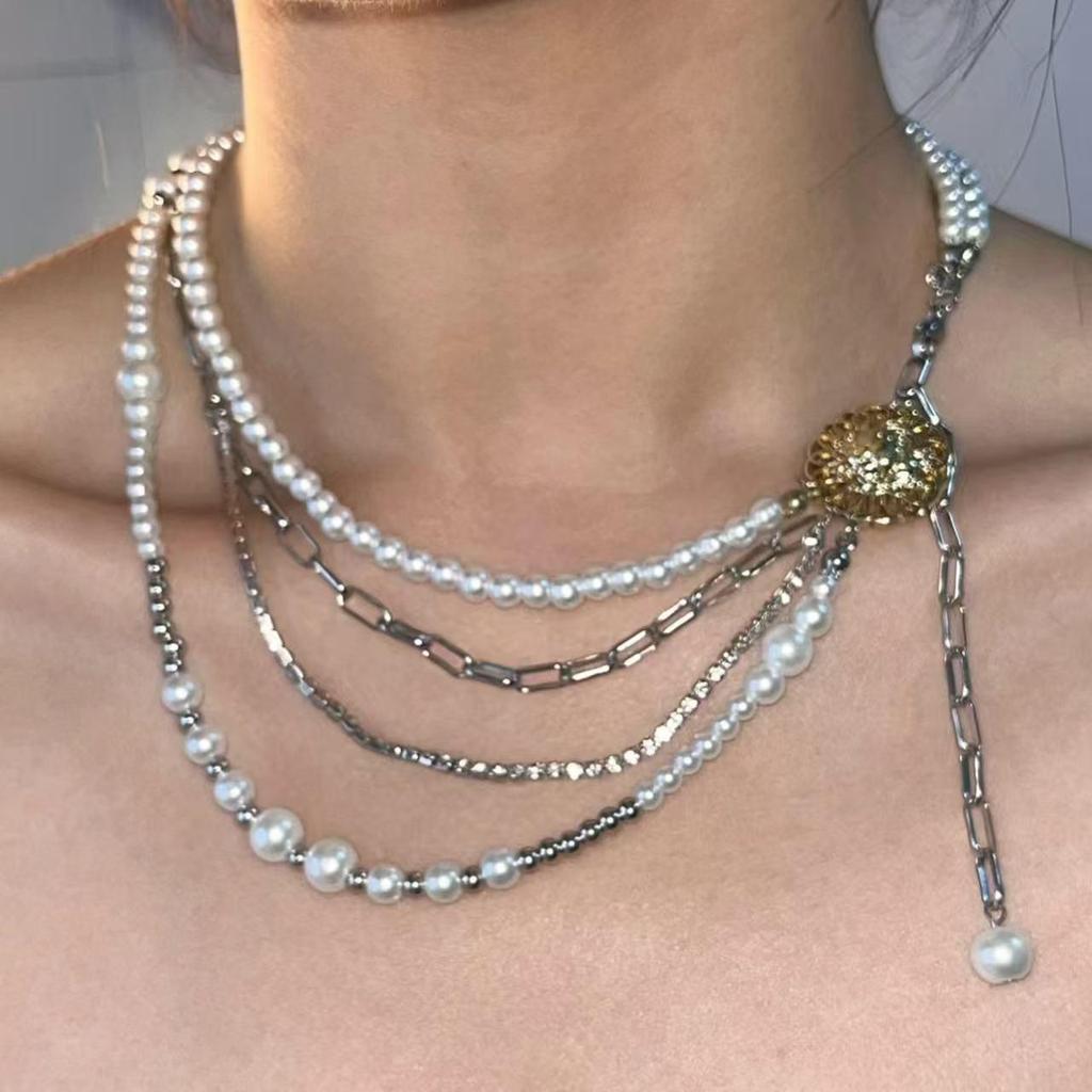 Punk Rivet Cross Clavicle Chain Choker Necklace for Men & Women