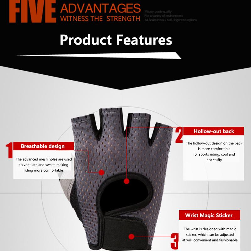 1 Pair Sports Workout Gloves For Men Women Non-slip Wear-resistant Motorcycle Fingerless Gloves For