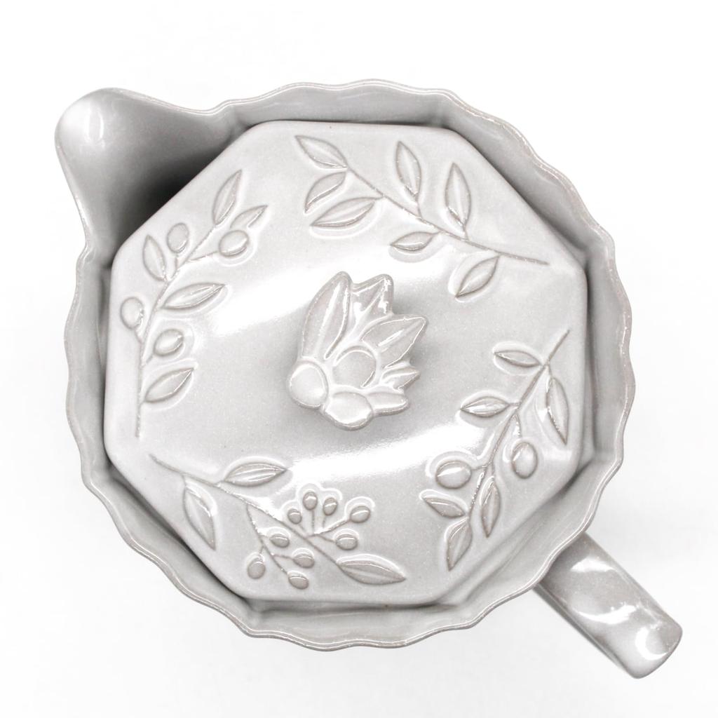 Aito Seisakusho [Olive] Teapot, Microwave and Dishwasher Safe, White, Approx. 430ml, Seto Ware, Made in Japan, Product Number 111213