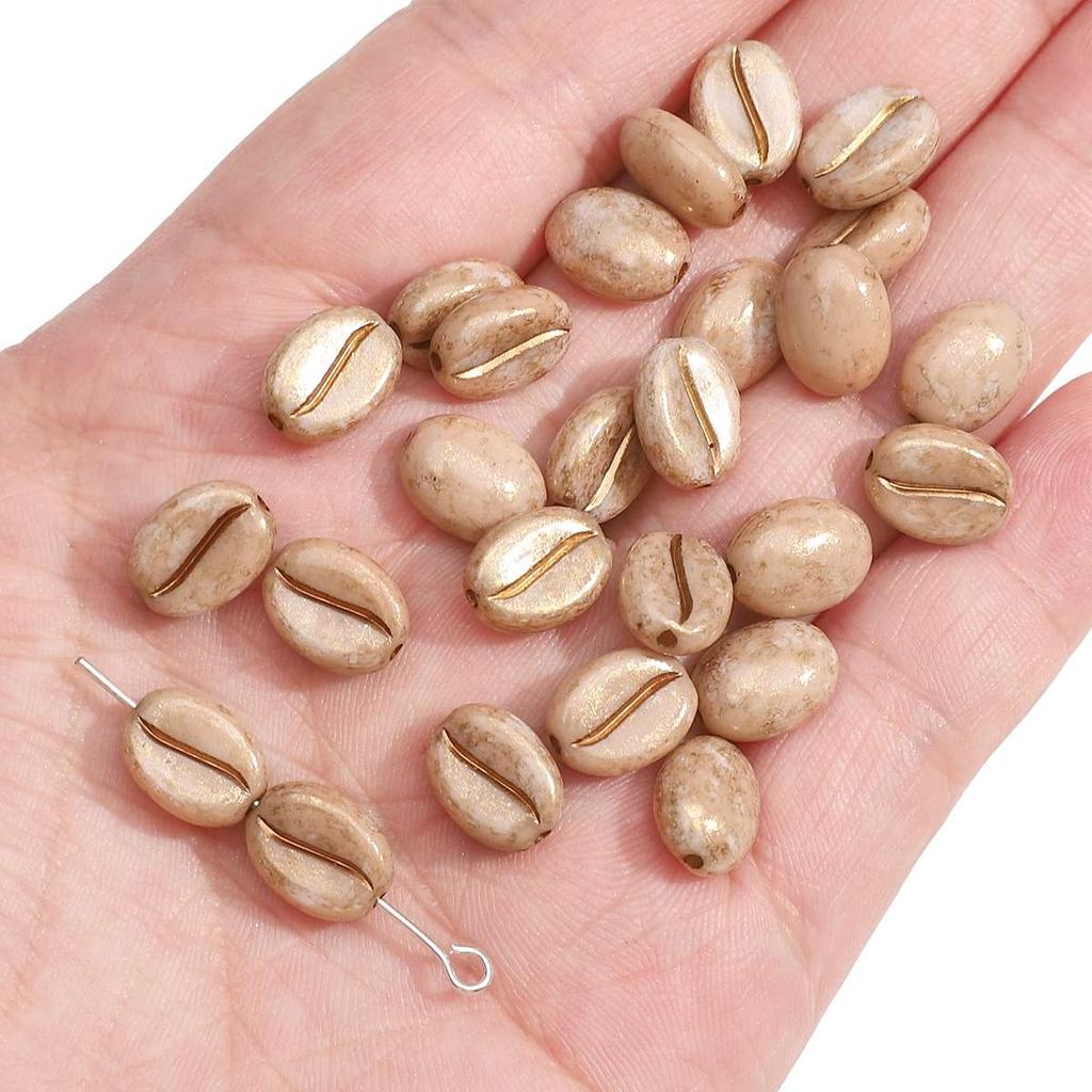 [8x10mm] 20pcs Acrylic Picasso Coffee Bean Beads Loose Spacer Beads for Necklace Bracelet Earring DIY Jewelry Making Beads