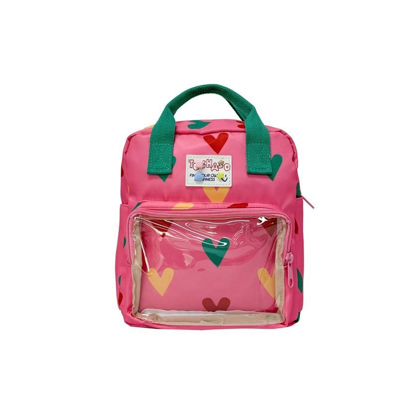 

With Backpack Kids Love Heart Print And Transparent Layer Design For Daily розовый