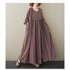 Summer Retro Age Reducing Ethnic Style Round Neck Short Sleeved Striped Dress
