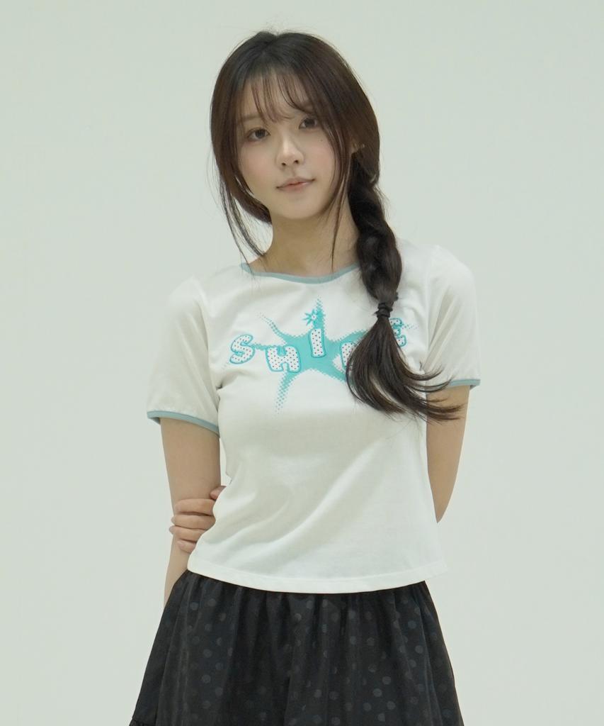 Eobdeulaepeuteu Applique Ringer Slim T-Shirts [White]