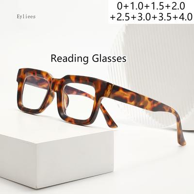 Luksus Design Firkantet Konkav Ramme Blått Lys Dame Langsynt Leseglass Styrker 0 +1,5 +2,5 +3,5 +4,5 Brille