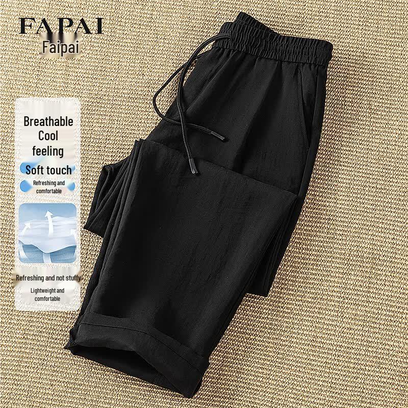 FAPAI Women s Drawstring Wide-Leg Casual Pants M