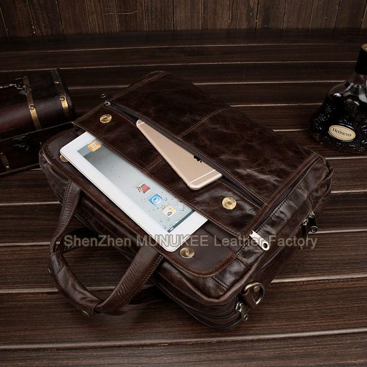 High Class Fashion Genuine Leather Briefcase Men Leather Business Bag  Portfolio Office Bag Messenger Tote 15.6"laptop Bag M001