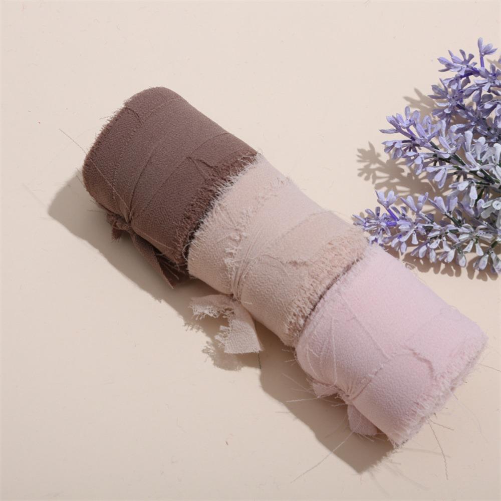 3 Rolls 5m Fringe Chiffon Silk Ribbon Handmade Hairy Chiffon Ribbon Chiffon Ribbon  Bridal Bouquets