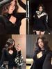 Lace Patchwork Two-Piece Halter Long Sleeve T-shirt for Women - Autumn Slim Fit Short Top