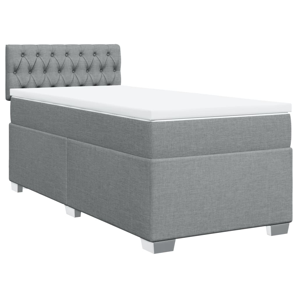 Vidaxl Letto Continentale Con Materasso, Grigio Chiaro, Tessuto, 90X200 Cm