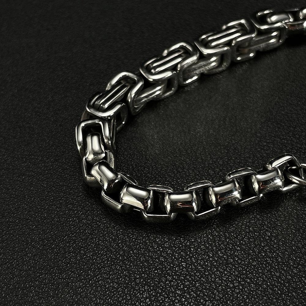 Bijoux Rétro Vieux Acier Titane Personnalisé Acier Inoxydable Chaîne Carrée à Perles Bracelet Homme
