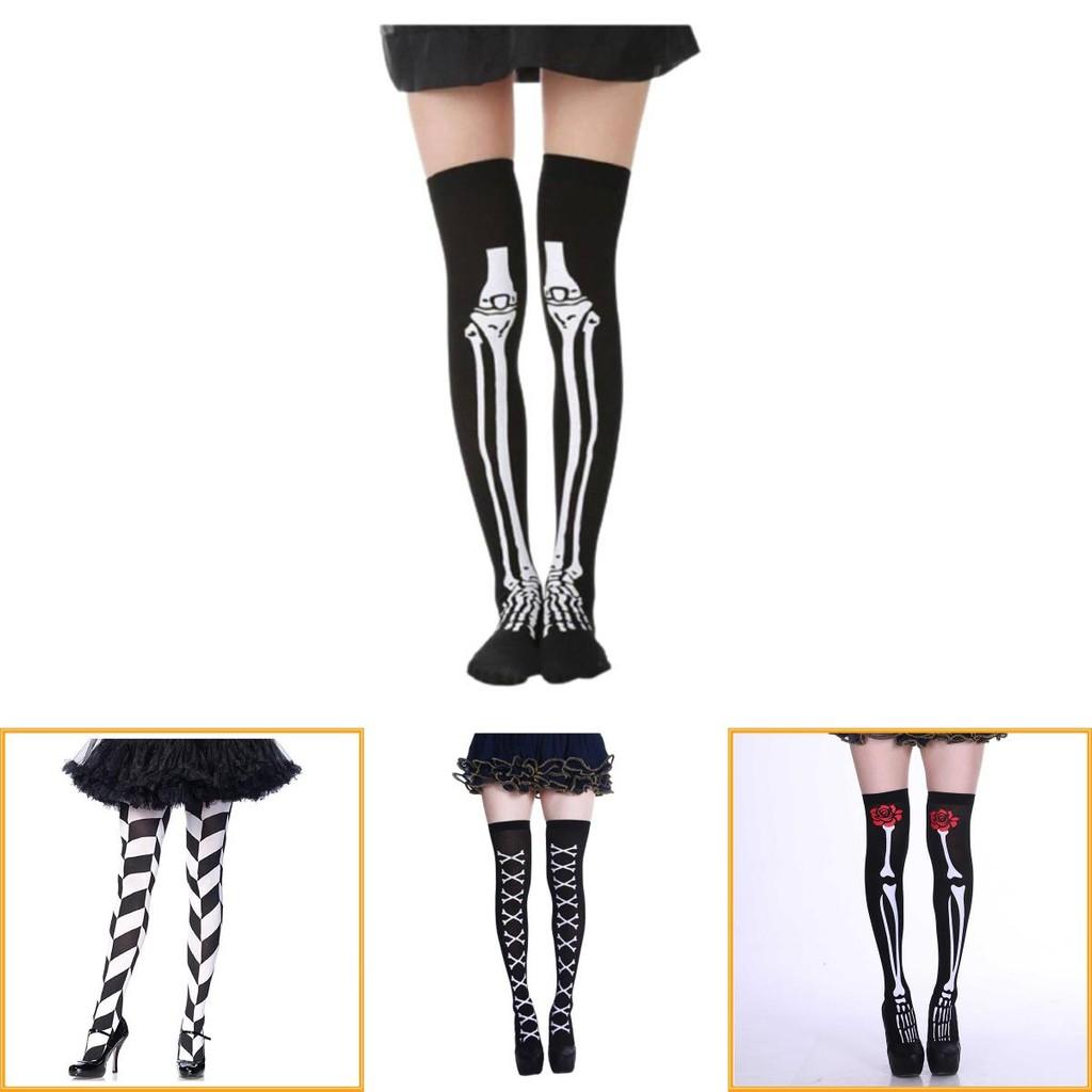 Stylish Zombie Skeleton Thigh-high Socks Tummy-lifting Moisture-wicking Long Tube