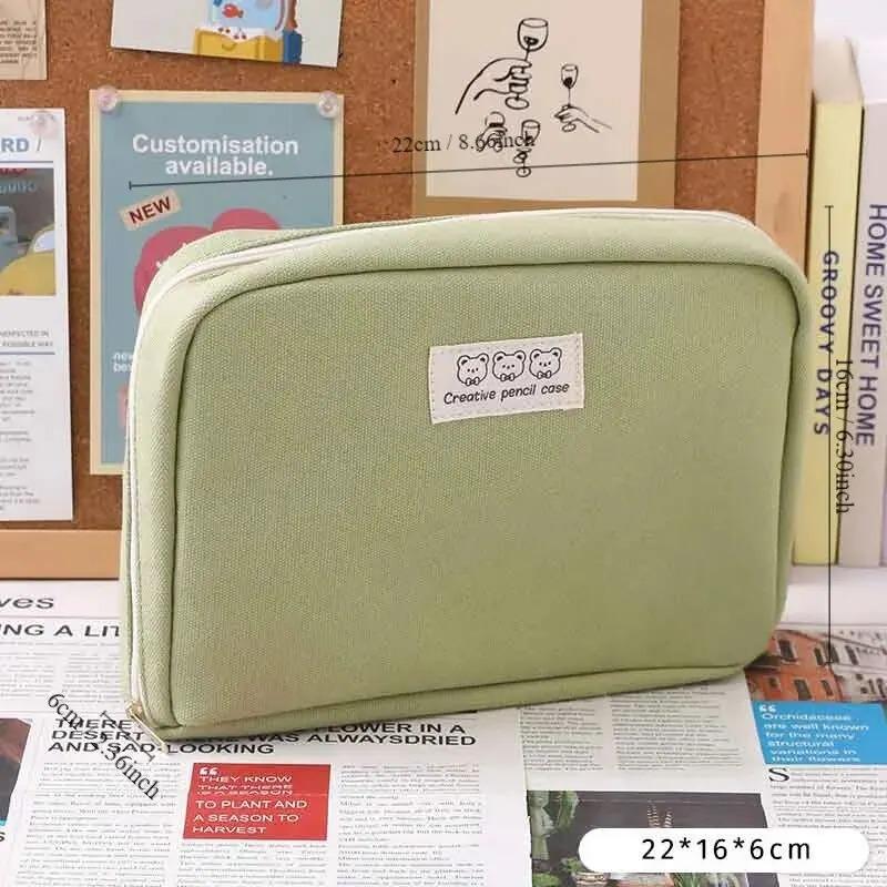 

1/2 шт. Пенал большой вместимости Милые студенческие пеналы Большая сумка для ручек Чехол Коробка для хранения Пенал Подарок Школьные канцелярские товары Дорожная сумка Green 1PCS