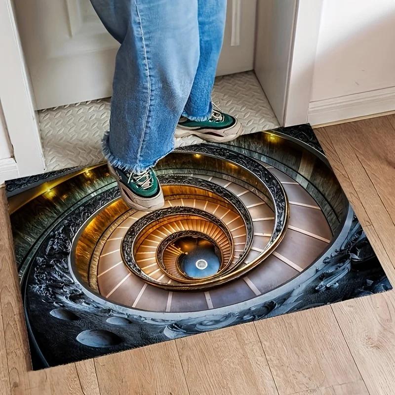 3D Spiral Staircase Rug – Soft, Washable, Non-slip Decorative Carpet for Living Room, Bedroom, Bedside, Door Mat