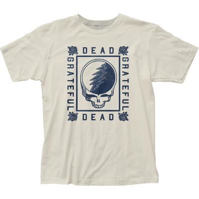 Grateful Dead Distressed Skull T Shirt Mens Rock Band Tee New Vintage White