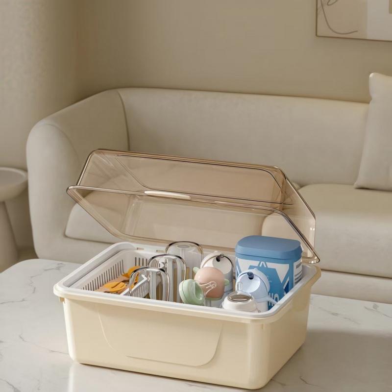 Cutlery & Bottle Drying Rack with Dustproof Lid for Baby Utensils