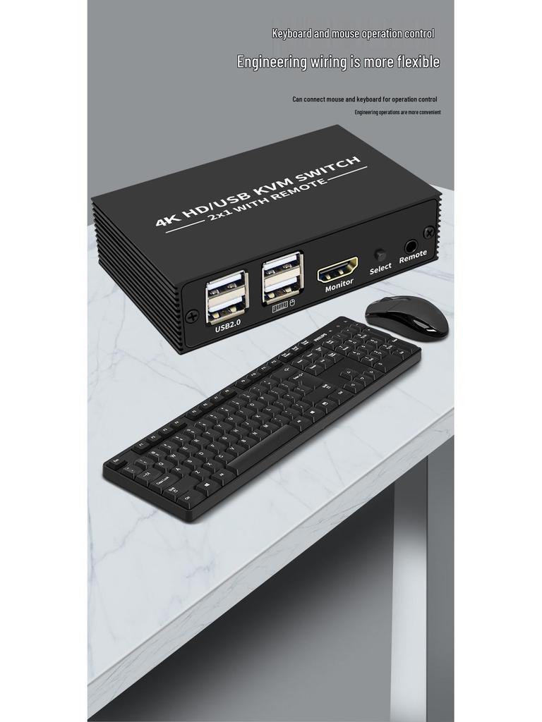 2x1 HDMI KVM-Switch: 4K-Video, USB-Maus- und Tastaturfreigabe