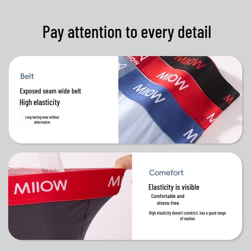 MiiOW Men's Premium Pure Cotton T-Crotch Boxer Briefs