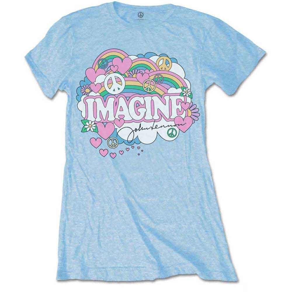 Band Monkey John Lennon Ladies T-Shirt Rainbows, Love & Peace XL