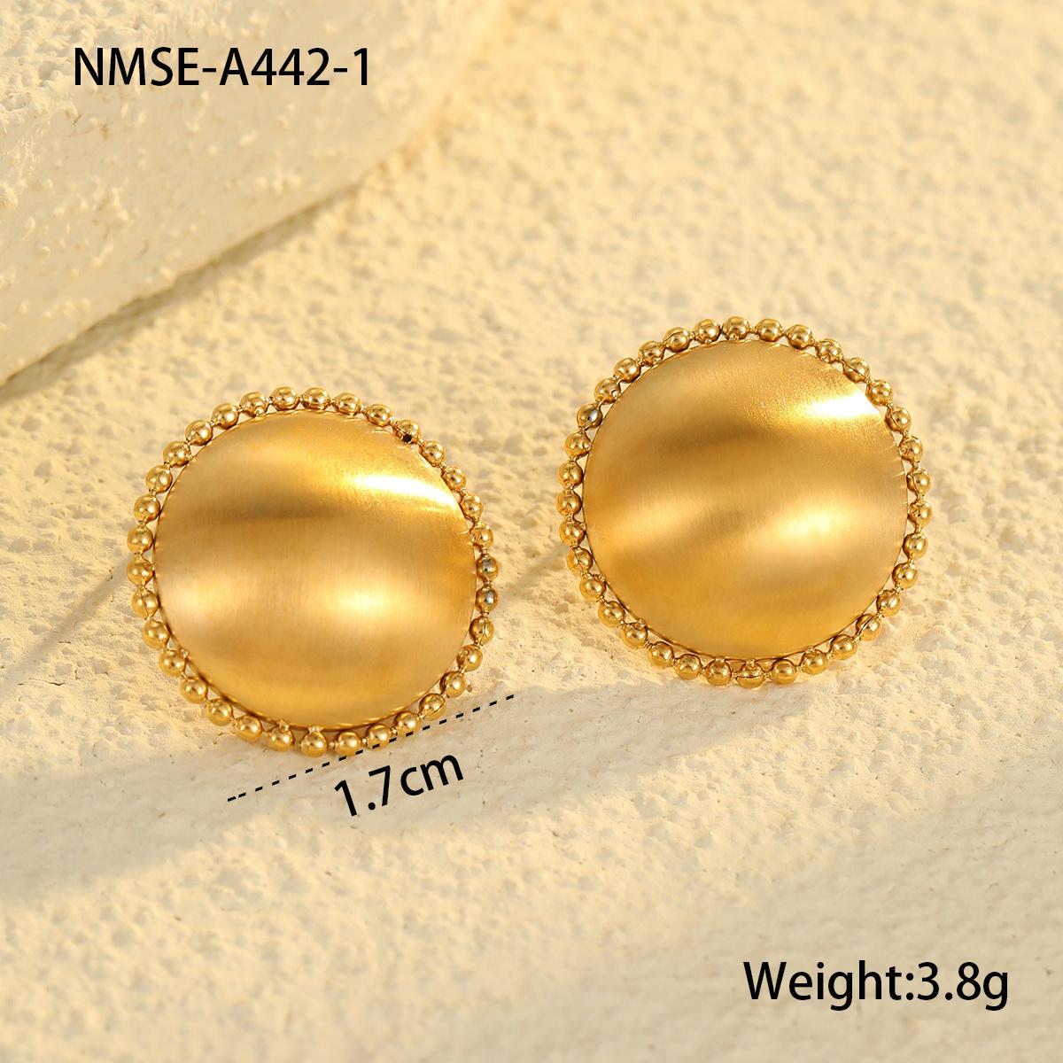 GEMCHIC Women s Vintage French Geometric Brushed Stainless Steel Earrings Gold Plated Fashion Studs for Daily Life and Party 18K