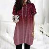 Women's Hoodies Casual Short Sleeve Shirts Fashion Print Tunic Tops With Pockets