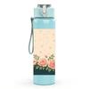 1PC Beige Vintage Floral Texture 750ml Color Plastic Sports Water Bottle Leakproof Flip Straw Lid Suitable for Sports Office Home Use