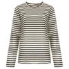 Shop Women Round Long Sleeve STripe T shirT Black Dai Wsh 0745
