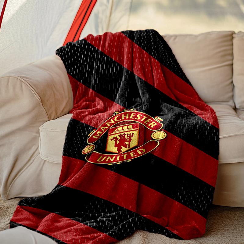 1pc Manchester United Manchester City Blanket, Home Printed Throw Blanket - Soft Blanket Gift for Family, Washable Sofa Bed Blanket