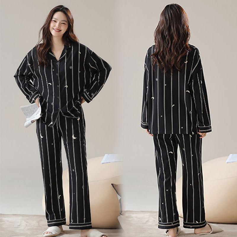 Pajamas women's autumn and winter thin long-sleeved trousers high-end sense simple casual women's loungewear two-piece set can be worn outside