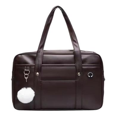 GOLDENMUGI PU School Bag A4, Unisex Japanese Uniform Style Shoulder Boston Bag, Large Capacity Water-Resistant Student Bag