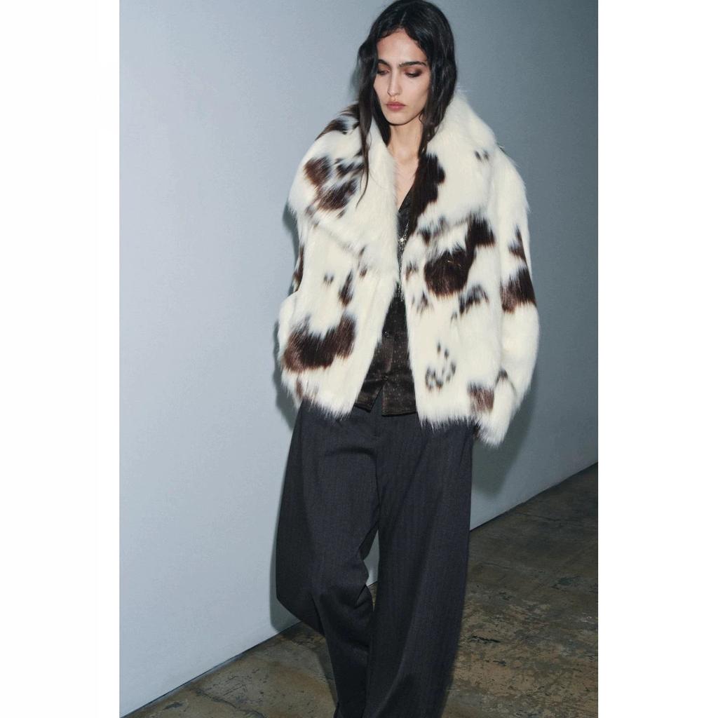 European and American style winter new imitation fur coat simple leopard print top women's versatile fashion jacket