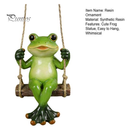 Langlebige Kunstharz-Dekoration Gartenschaukel Frosch-Statue, Hängendes Ornament, Skurrile Außenbaumskulptur Niedliche Figur für Veranda Hof Balkon