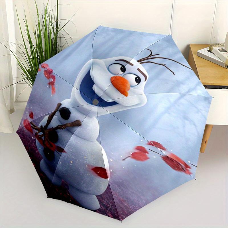 1pc Frozen II Olaf Snowman Cartoon Umbrella, Portable 3-Fold Compact Umbrella, Suitable for Camping, Hiking and Travel, Ideal Easter Birthda