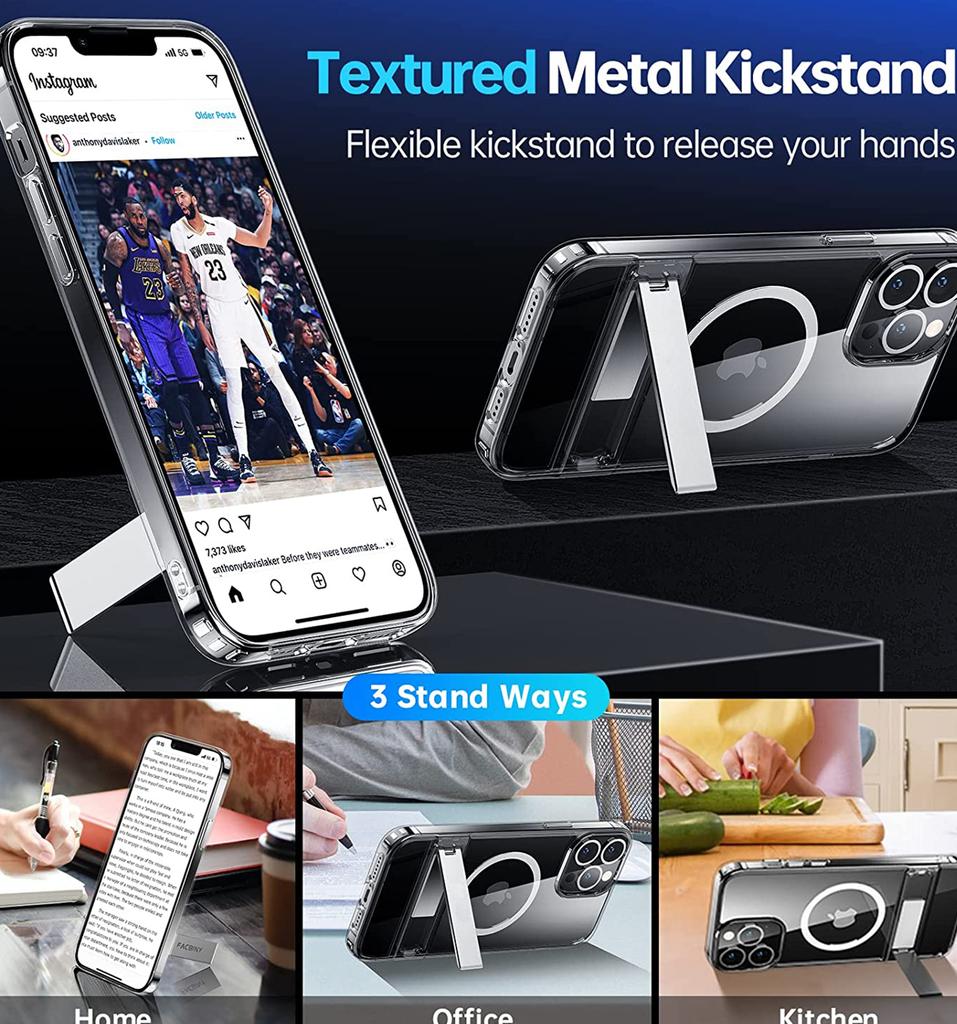 Magnetický kryt na telefon Stand Clear pro iPhone 17 Pro Max Air 13 12 Mini 16 15 14 11 Pouzdra s stojánkem Průhledný držák Kryt