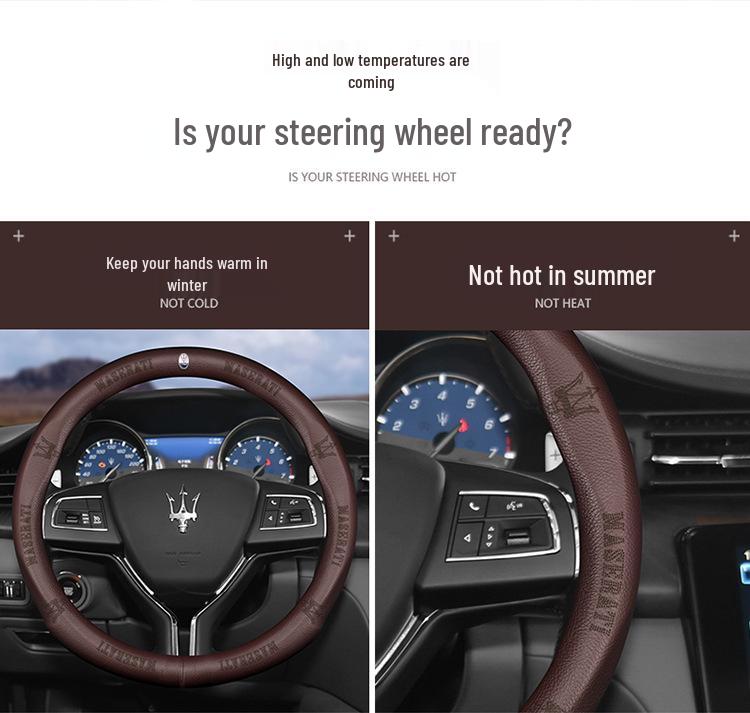 Husă volan din piele naturală pentru Maserati: Se potrivește modelelor Levante și Ghibli.