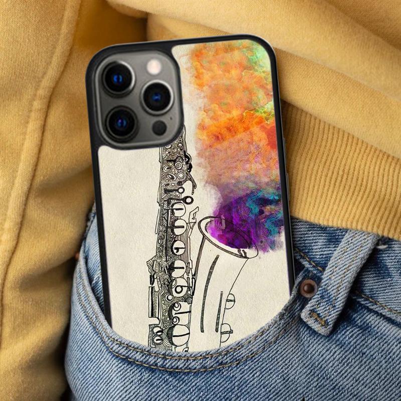Musical Instruments Saxophone Magnetic Soft Phone Case for iPhone 16 Promax 15 Pro 13 14 Plus 11 12 Mini MagSafe Coque