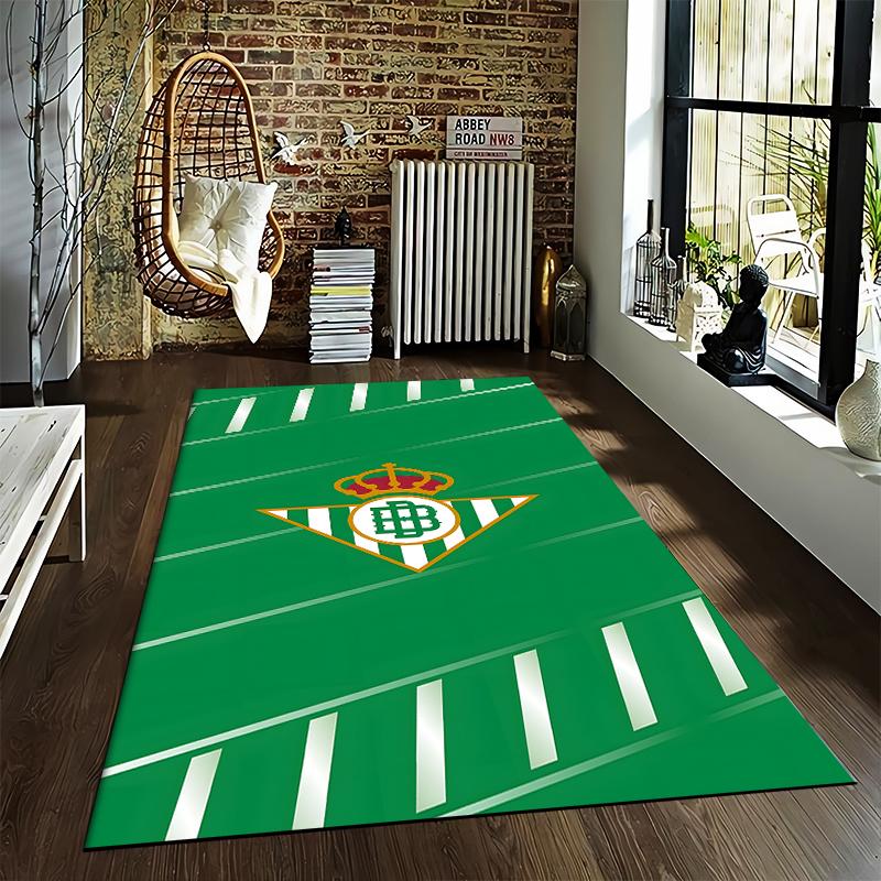 Green Carpet with Crown Emblem Triangular Stripe Pattern Stylish Suitable for Use As an Anti-slip for Living Room Bedroom Sofas