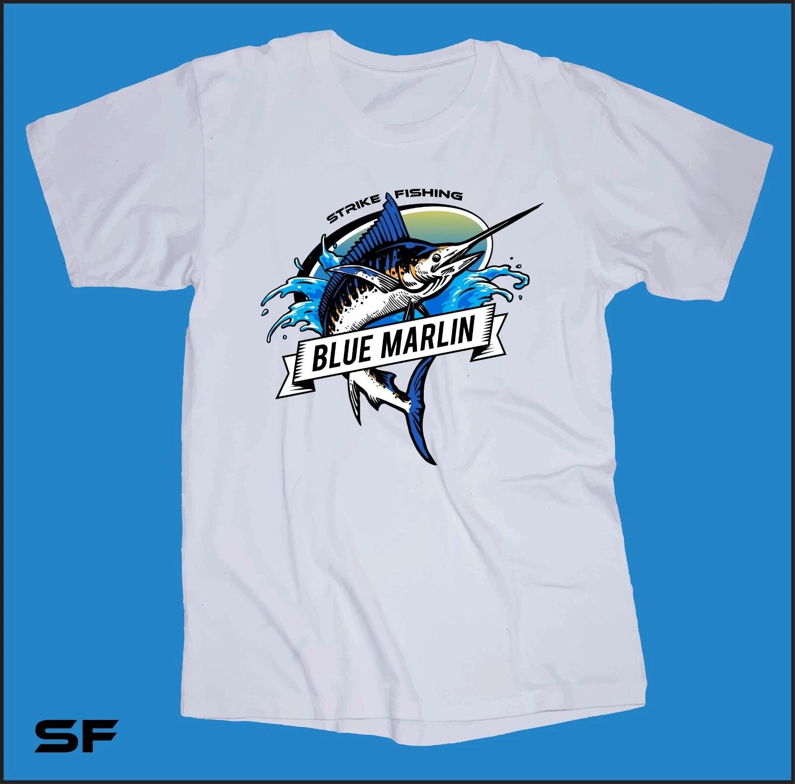Strike Fishing Blue Marlin white T-shirt Boating deep Sea Fishing Island Florida 2XL